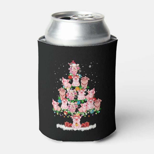 Pigs Christmas tree Can Cooler (Can Front)