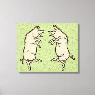 Pigs Dancing Antique Piggy Dance Jig Canvas Print