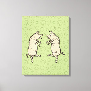 Pigs Dancing Antique Piggy Dance Jig Canvas Print