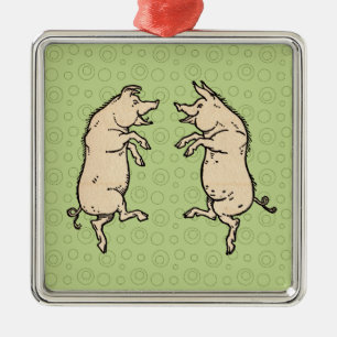 Pigs Dancing Antique Piggy Dance Jig Metal Tree Decoration