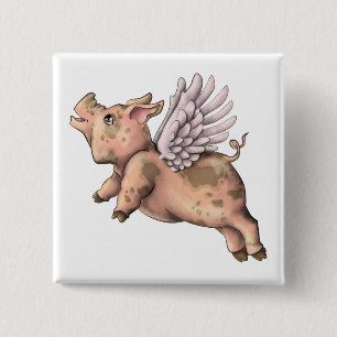 Pigs Fly 15 Cm Square Badge