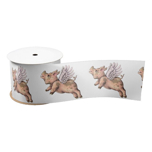 Pigs Fly Satin Ribbon (Spool)