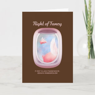 Pigs Flying Past Airplane Window-Personalized Card