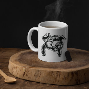 Pigs Head Illustration Coffee Mug