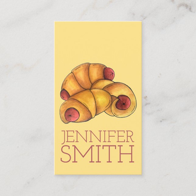 Pigs in a Blanket Crescent Roll Hot Dog Junk Food Business Card (Front)