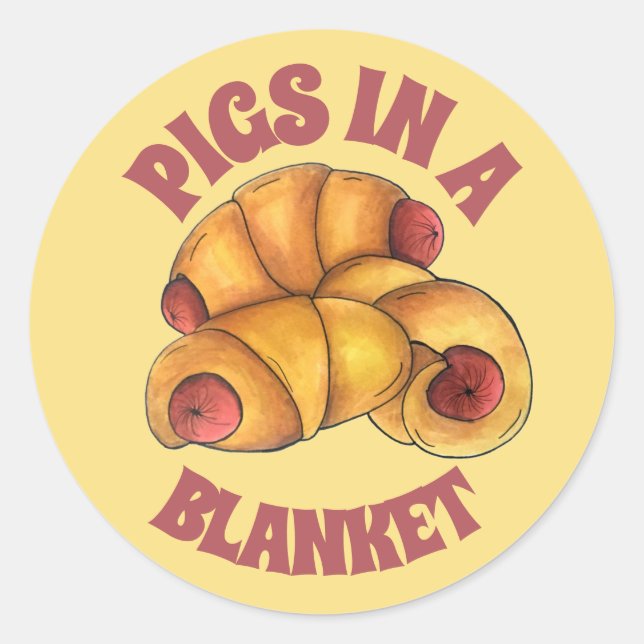 Pigs in a Blanket Crescent Roll Hot Dog Junk Food Classic Round Sticker (Front)