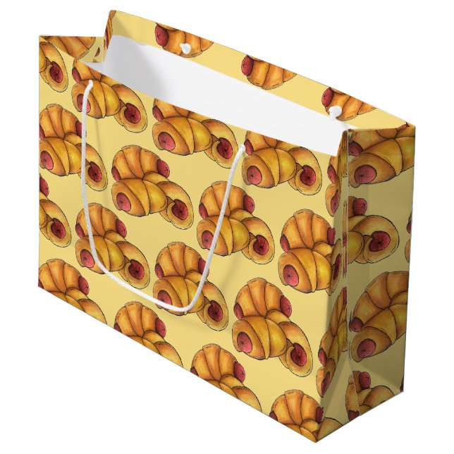 Pigs in a Blanket Crescent Roll Hot Dog Junk Food Large Gift Bag (Front Angled)