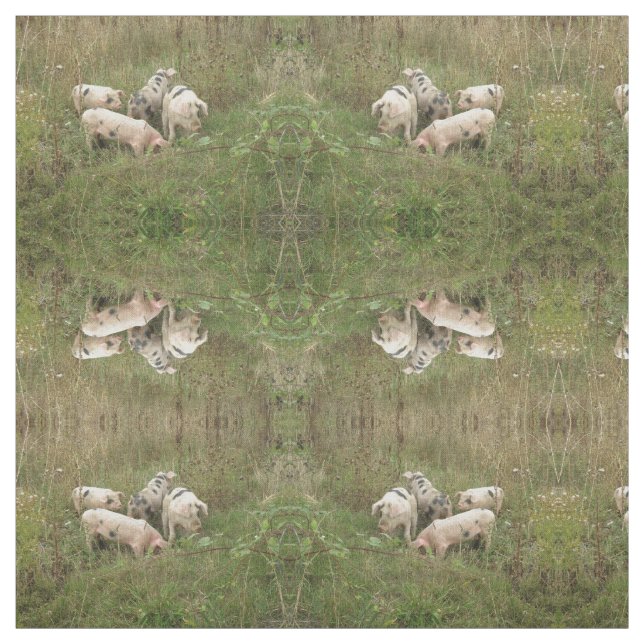 Pigs in a Field Patterned Animal Craft Fabric (Swatch)