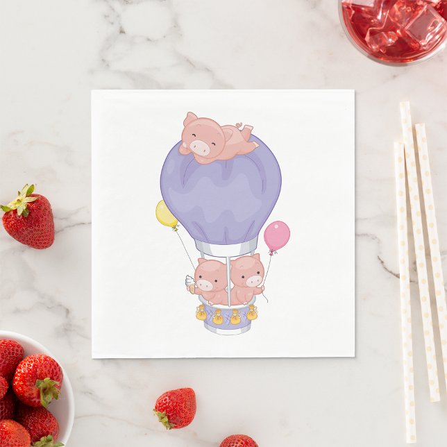 Pigs In A Hot Air Balloon Napkin (Creator Uploaded)