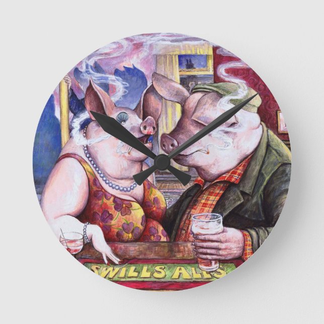 Pigs in a Pub Wall Clock (Front)