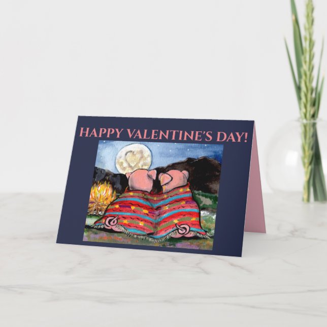 Pigs in Blanket Moon Night Love Nature Romantic Card (Front)