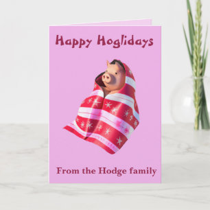 Pigs In Blankets A Cute Piglet Wrapped In A Throw  Card