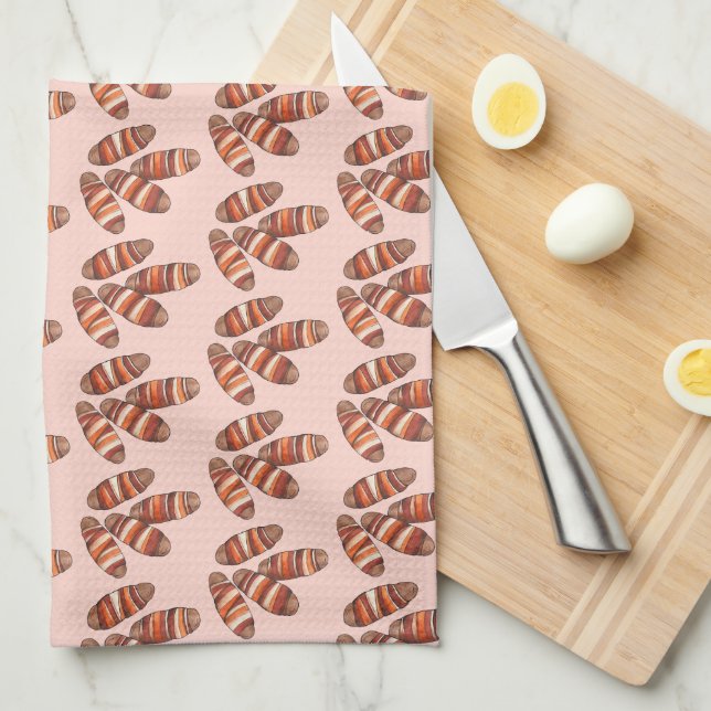 Pigs in Blankets Bacon Sausage UK British Food Tea Towel (Quarter Fold)