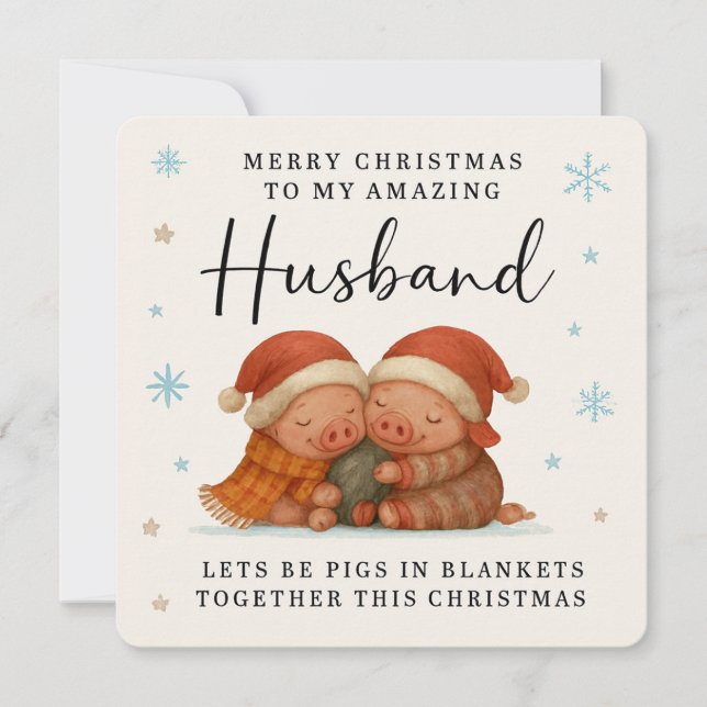 Pigs in Blankets Christmas Card for Husband (Front)