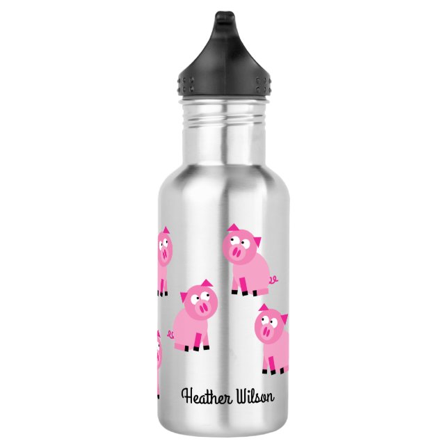 Pigs Kids Water Bottle with Name (Right)
