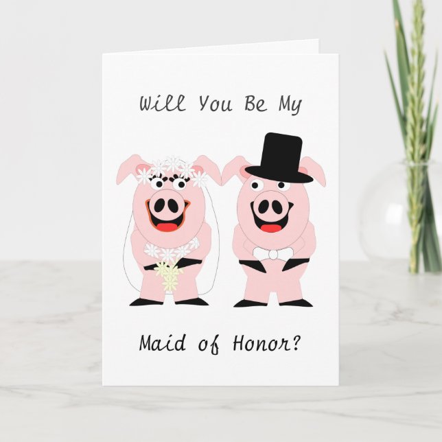 Pigs Maid Of Honour Request Invitation (Front)