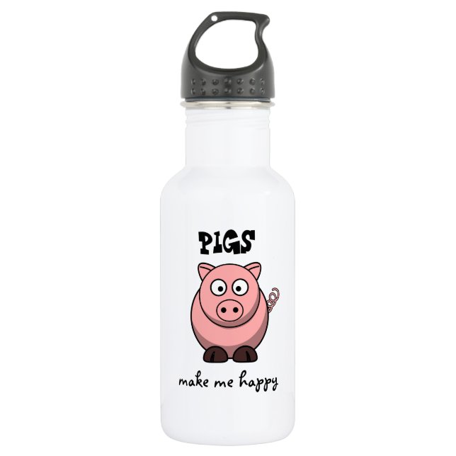 Pigs Make Me Happy 532 Ml Water Bottle (Front)