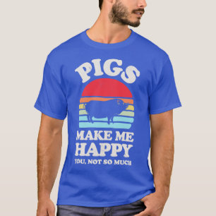 Pigs Make Me Happy Sunset Retro for Men Women Boys T-Shirt