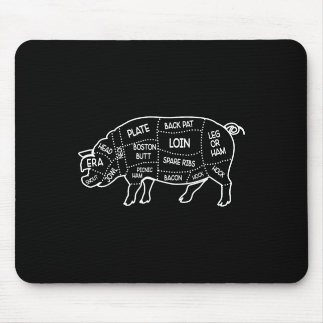 Pigs Meat Butcher Cuts Diagram Chef Cook Guide Fun Mouse Mat (Front)