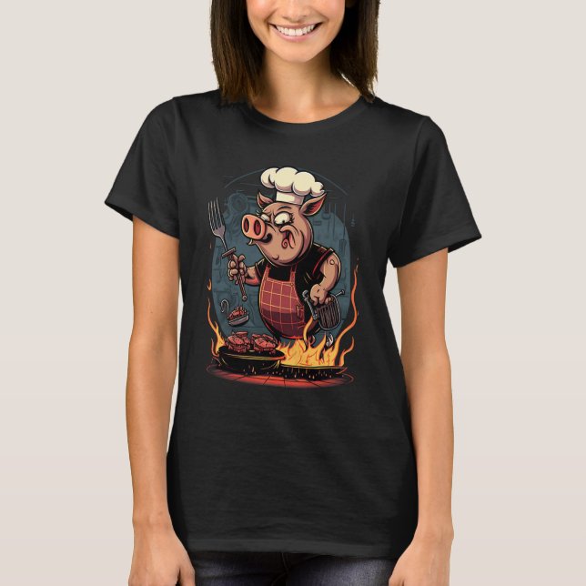Pig's Meat   Pig Grilling Steak T-Shirt (Front)