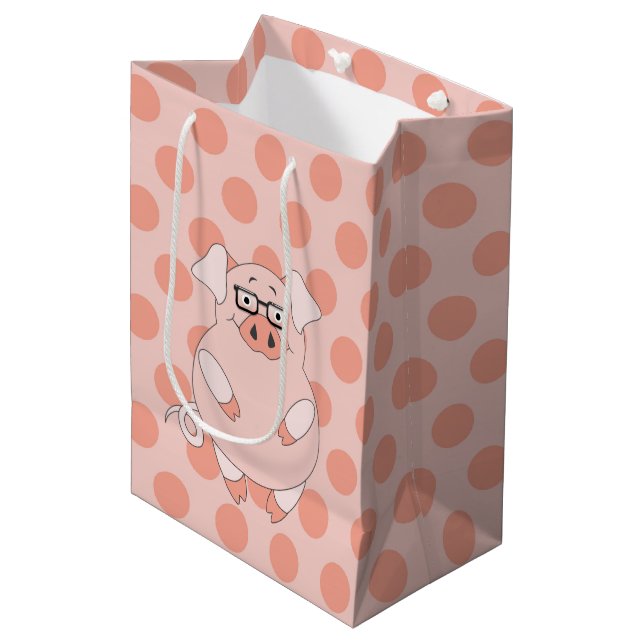 Pigs & Polka-Dots Medium Gift Bag (Front Angled)