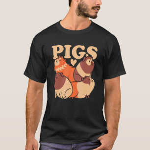 Pigs Stacked Graphic Guinea Pig Owner Pet Cavy Ani T-Shirt