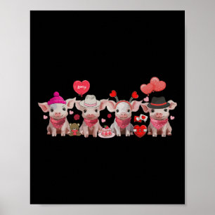 Pigs Valentine's Day Pig Lover Farm Animal Valenti Poster