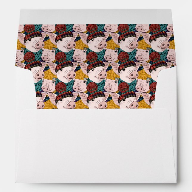 Pigs With Hats Pattern Envelope (Back (Bottom))