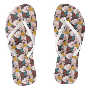 Pigs With Hats Pattern Flip Flops