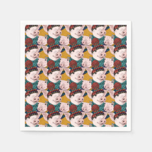Pigs With Hats Pattern Napkin