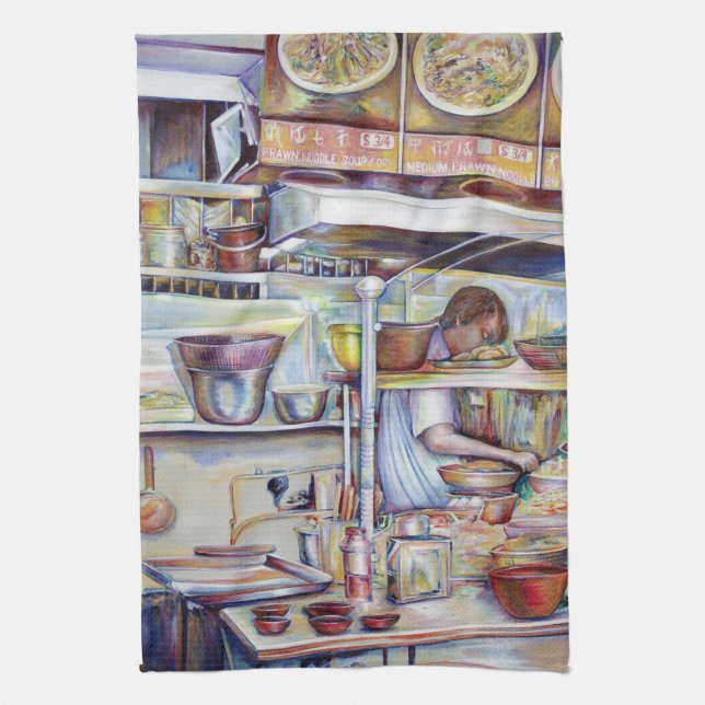 Pigtail Soup, Singapore Tea Towel (Vertical)