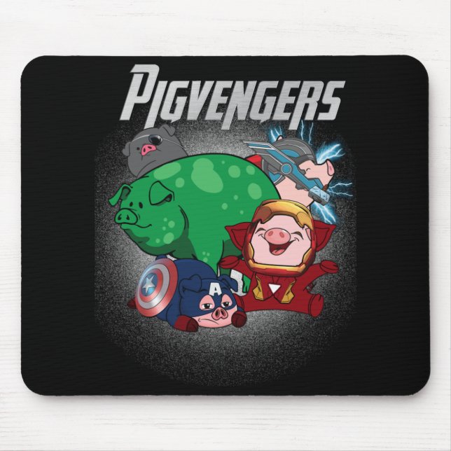 Pigvengers Assemble Super Animal Hero Pig Lovers Mouse Mat (Front)