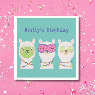 pijama party, llama pijama party favour tags napkin