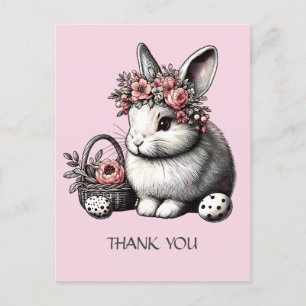 Pik blush Floral Easter Bunny Thank you Customised Postcard