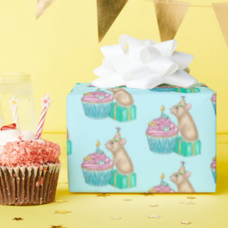 Pika Happy Birthday Cupcake Wrapping Paper