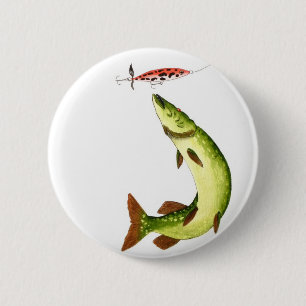 Pike Fishing 6 Cm Round Badge