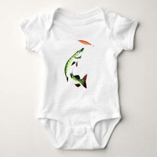 Pike fishing and fly fishing baby bodysuit