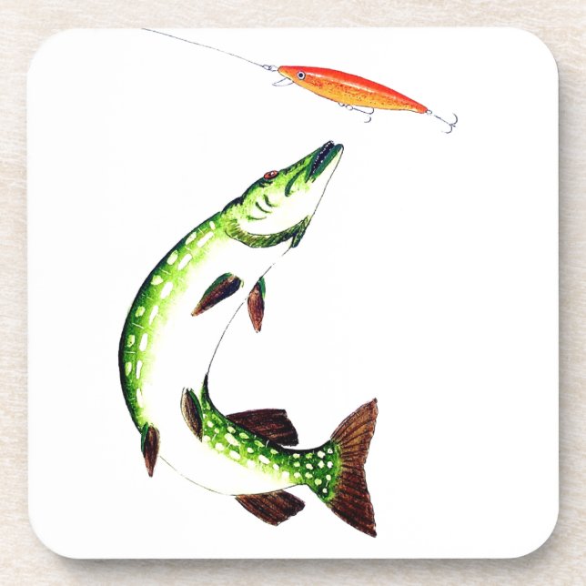 Pike fishing and fly fishing coaster (Front)