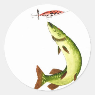 Pike Fishing Classic Round Sticker