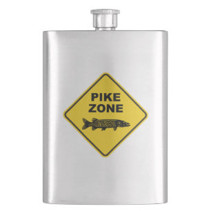 Pike Fishing Zone Sign Hip Flask