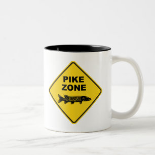 Pike Fishing Zone Sign Two-Tone Coffee Mug