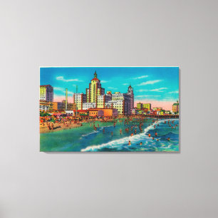 Pike Front and Bathing Beach, Long Beach Canvas Print