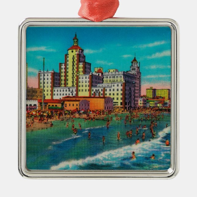 Pike Front and Bathing Beach, Long Beach Metal Tree Decoration (Front)