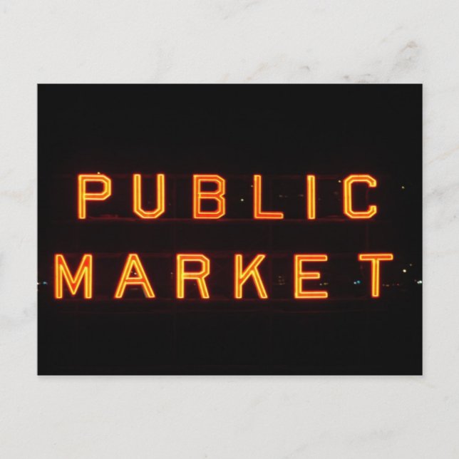 Pike Place Market at night Postcard (Front)