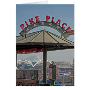 Pike Place Market Mount Rainier Frameable Art Card