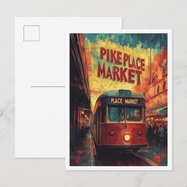 Pike Place Market Seattle Washington USA Travel Postcard (Front/Back)
