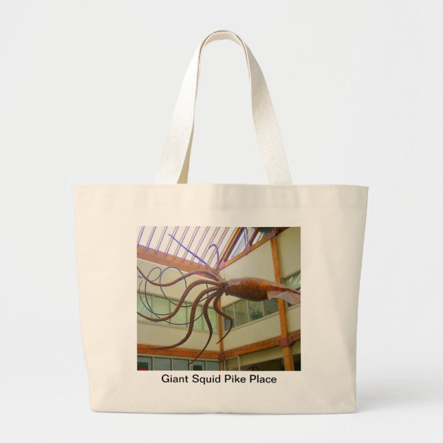 Pike Place Public Market Giant Squid Seattle, WA Large Tote Bag (Front)