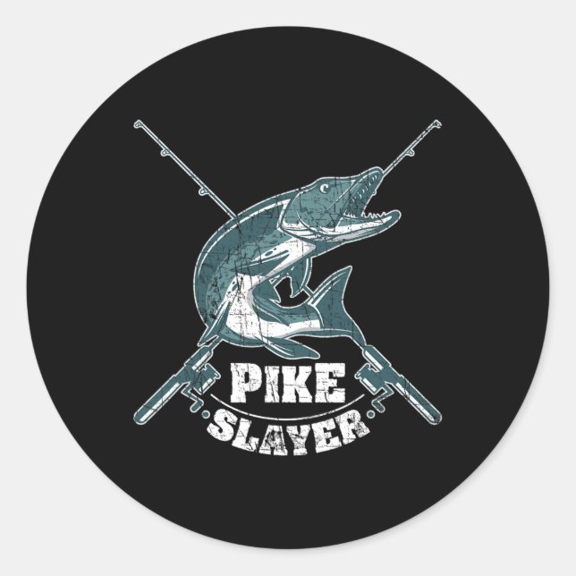 Pike Slayer Fishing Fisherman Northern Pike  Classic Round Sticker (Front)