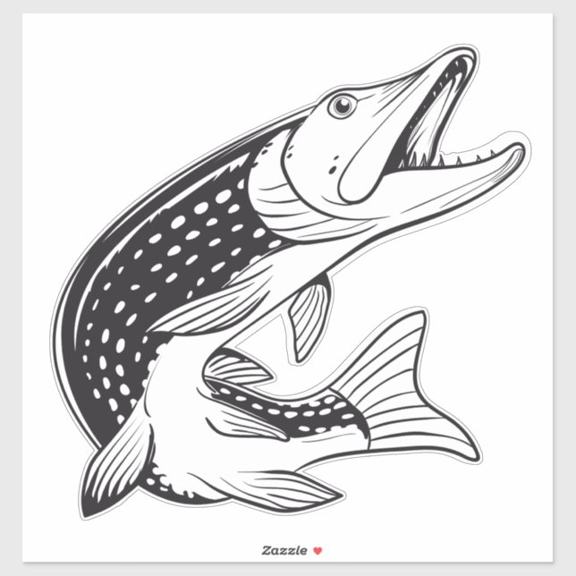 Pike Sticker - Pike fishing Stickers - Fisher (Sheet)