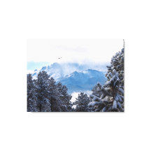 Pikes Peak and a Soaring Eagle After a Snowstorm